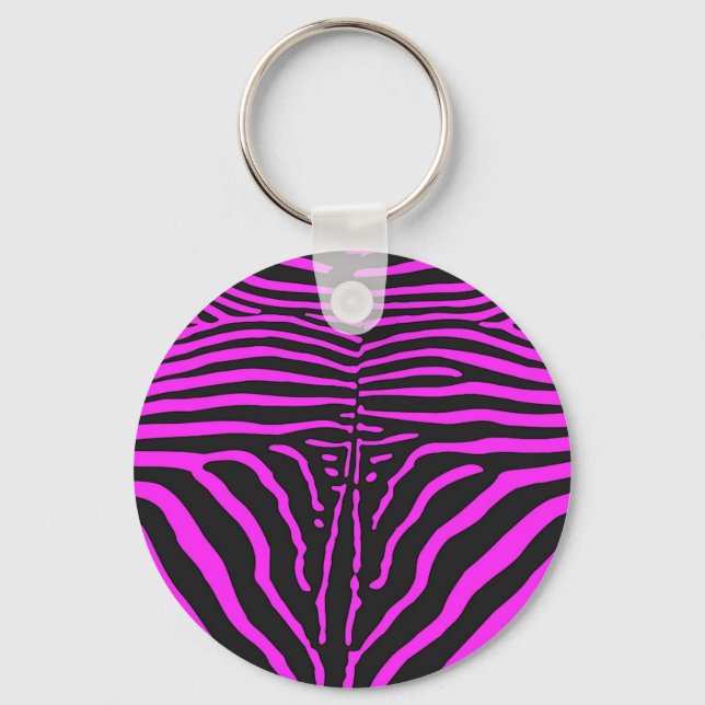 Chaveiro Acessórios novos com estampa de zebra rosa e preto (Frente)