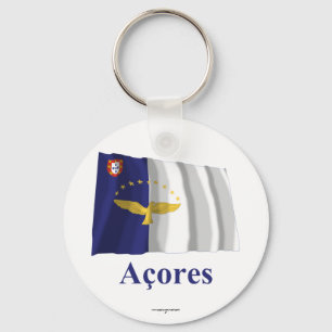 Chaveiro Açores que acenam a bandeira com nome no portugu