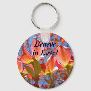Chaveiro Acredite no Amor! pulseira Flores de Dogwood Rosa
