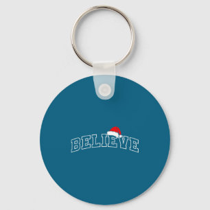 Chaveiro Acredite no Natal Varsity Texto Mínimo Chapéu de P