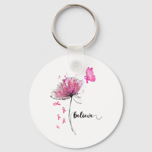 Chaveiro Acreditem no Cancer da Mama da Frota da Borboleta