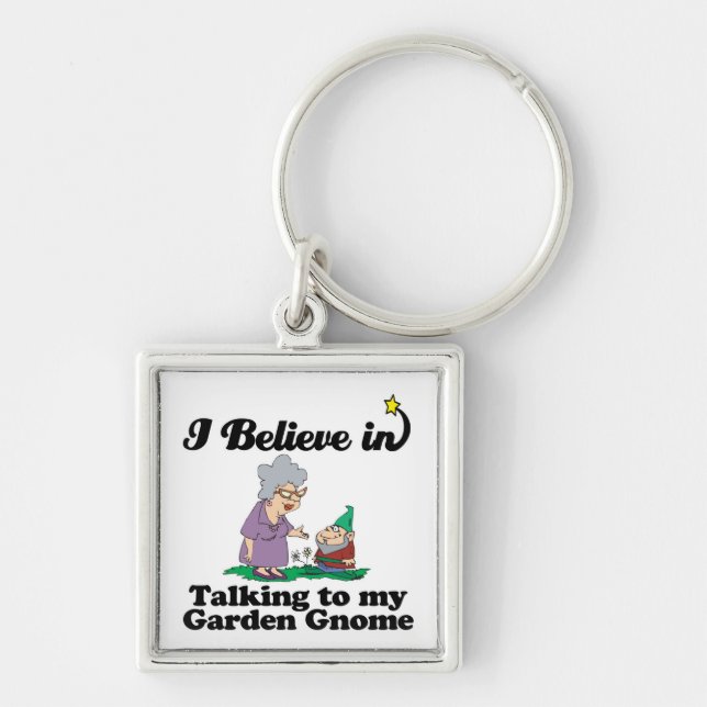 Chaveiro acredito em falar com o gnomo do jardim (Frente)