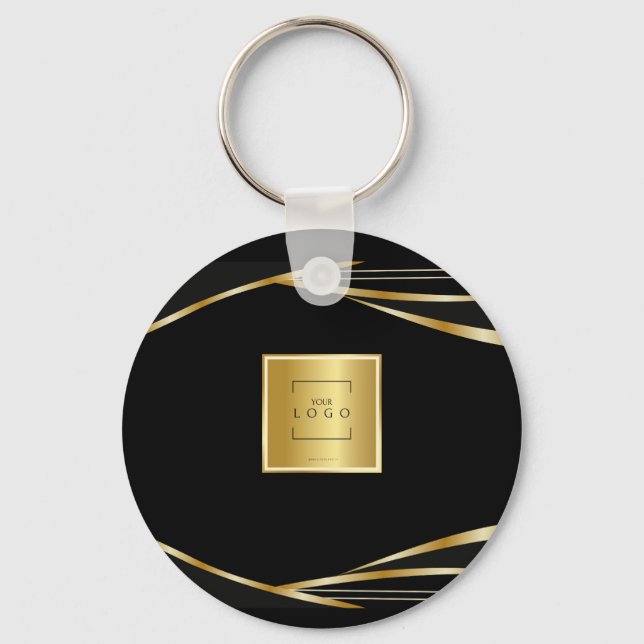 Chaveiro Add logo QR Code Gold and Black corporate event  (Frente)