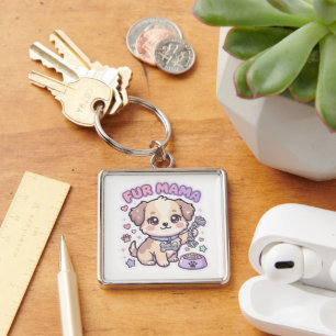 Chaveiro Adesivo de Cachorro Fofo Mama Pelo Pastel
