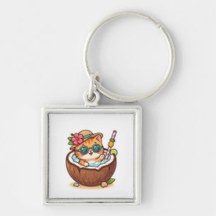 Chaveiro Adesivo de Óculos de Sol de Gatinho Coco Kawaii Fo