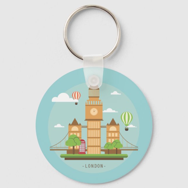 Chaveiro Adesivos de Pontos Turísticos de Londres Inglaterr (Frente)