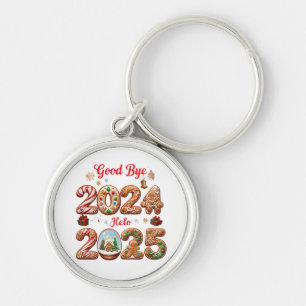 Chaveiro Adeus, Feliz ano novo de 2024 Olá, Design de 2025