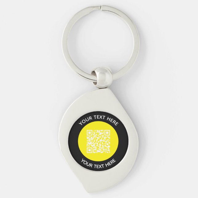 Chaveiro Adicionar seu próprio texto circular de código QR  (Frente)