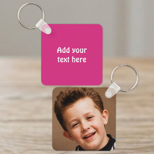 Chaveiro Adicionar texto personalizado 1 foto branco rosa