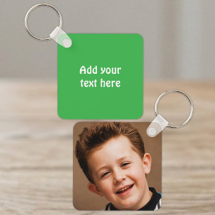 Chaveiro Adicionar texto personalizado 1 foto branco verde