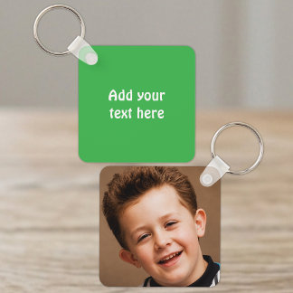 Chaveiro Adicionar texto personalizado 1 foto branco verde