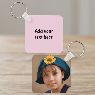 Chaveiro Adicionar texto personalizado 1 foto rosa