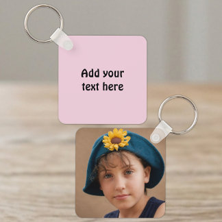 Chaveiro Adicionar texto personalizado 1 foto rosa