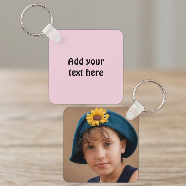 Chaveiro Adicionar texto personalizado 1 foto rosa (Criador carregado)