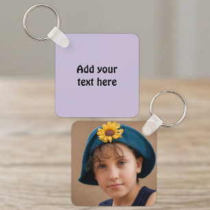 Chaveiro Adicionar texto personalizado 1 foto roxa