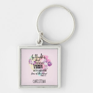 Chaveiro Adolescente GodFilha Presente Pink Unicorn Proverb