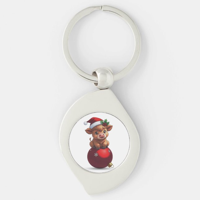 Chaveiro adorable baby highland cow sitting (Frente)