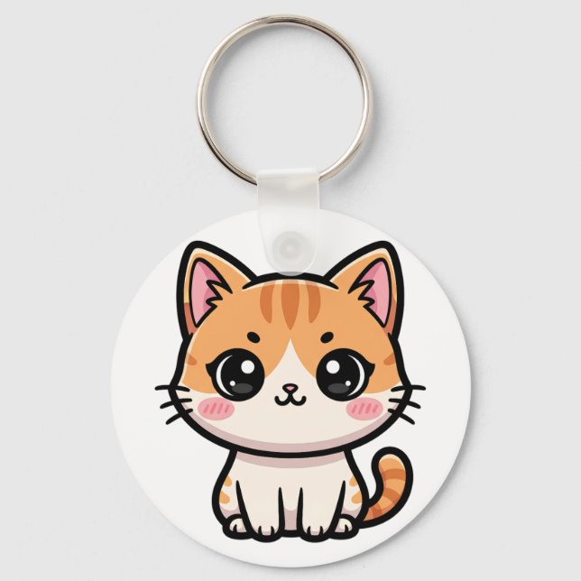 Chaveiro Adorable Kawaii Ginger Cat Illustration (Frente)