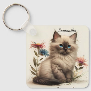 Chaveiro Adorable Watercolor Birman Kitten