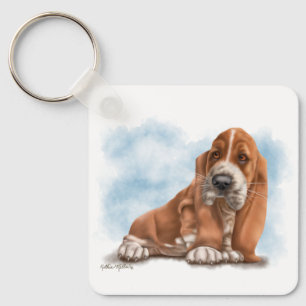 Chaveiro Adorável cachorrinho Basset Hound Cartoon