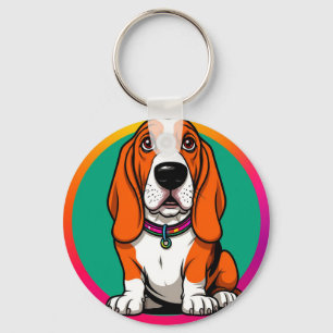 Chaveiro Adorável cachorrinho de desenho animado Basset