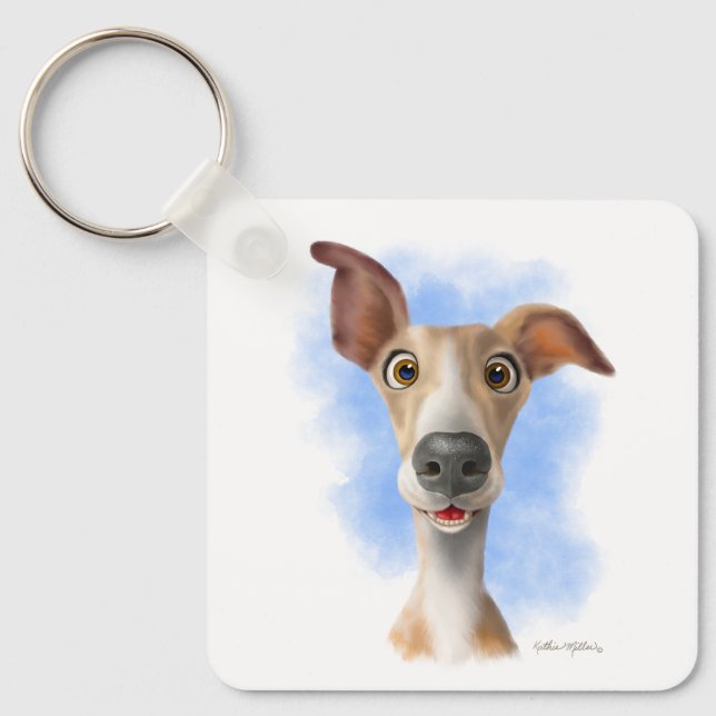 Chaveiro Adorável Cartoon Whippet  (Frente)