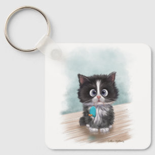 Chaveiro Adorável Gatinho Cartoon de Smoking