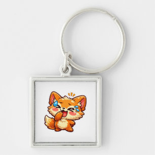 Chaveiro Adorável Raposa Laranja Kawaii Rindo e Chorandocol