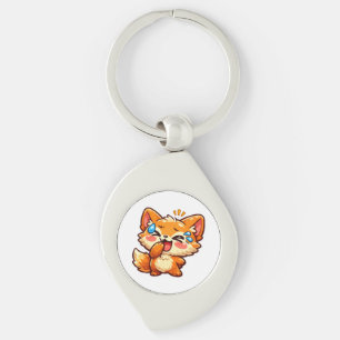 Chaveiro Adorável Raposa Laranja Kawaii Rindo e Chorandocol
