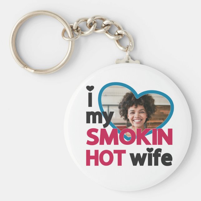 Chaveiro Adoro a foto personalizada da minha mulher gostosa (Frente)