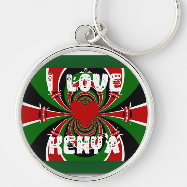 Chaveiro Adoro Heart Kenya: Arte Dinâmica De Bandeiras (Frente)