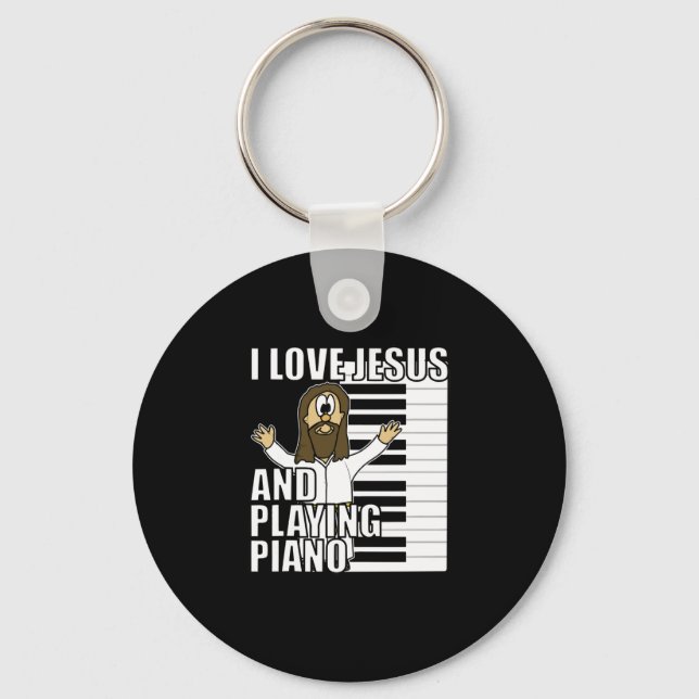Chaveiro Adoro Jesus e Toco Piano Engraçado Trabalho Cristã (Frente)