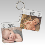 Chaveiro Adoro o nome da minha tia, fotos de cinza de lado<br><div class="desc">Corrente de dois lados,  ideia do anel-chave para sua tia ou para qualquer outra pessoa. Substitua as fotos por suas próprias,  frontais e traseiras e adicione um nome. Eu amo minha tia. Esquema de cores de cinza com corações amorosos.</div>