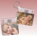 Chaveiro Adoro o nome da minha tia, fotos roxas de dois lad<br><div class="desc">Corrente de dois lados,  ideia do anel-chave para sua tia ou para qualquer outra pessoa. Substitua as fotos por suas próprias,  frontais e traseiras e adicione um nome. Eu amo minha tia. Esquema de cor roxa com corações amorosos.</div>