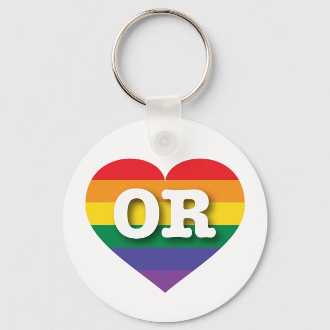 Chaveiro Adoro ÓOregon Orgulho gay Rainbow Heart (Frente)