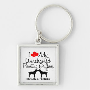 Chaveiro Adoro Os Meus Dois Cabeças Apontando Griffons