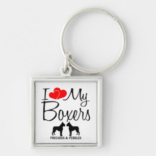 Chaveiro Adoro Os Meus Dois Cachorros-Boxer