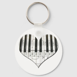 Chaveiro Adoro Piano ou Organ Music Heart Keyboard