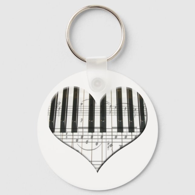 Chaveiro Adoro Piano ou Organ Music Heart Keyboard (Frente)