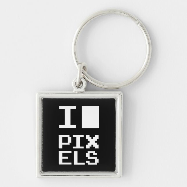 Chaveiro Adoro Pixels, design de geek, arte de pixel (Frente)