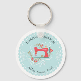 Chaveiro Adoro Sewing Machine. Azul