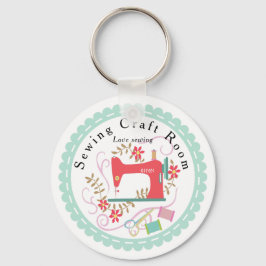 Chaveiro Adoro Sewing Machine. Personalizado. Azul.