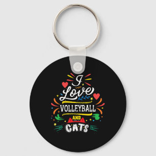 Chaveiro Adoro Voleibol E Gatos - Presentes De Voleibol