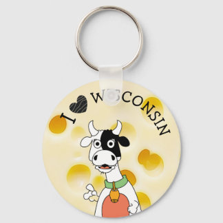 Chaveiro Adoro Wisconsin Swiss Cheese e Cow Key Chain