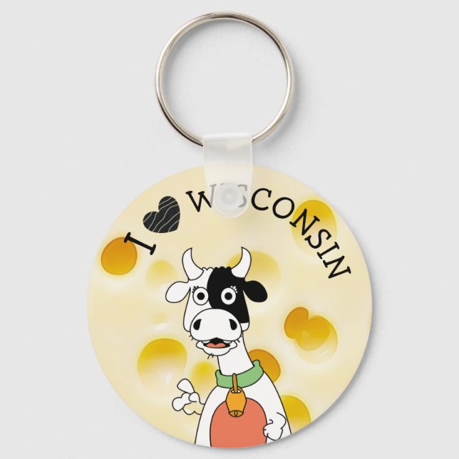 Chaveiro Adoro Wisconsin Swiss Cheese e Cow Key Chain (Frente)