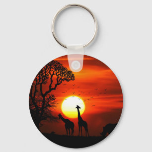 Chaveiro Afafricano Safari Sunset Animal Silhouettes