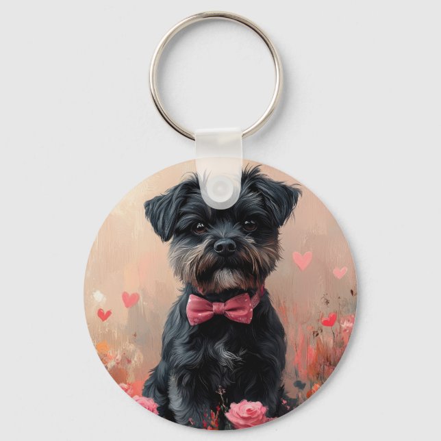 Chaveiro Affenpinscher com Rosas - Dia de os namorados (Frente)