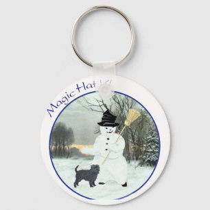 Chaveiro Affenpinscher e Boneco de Neve