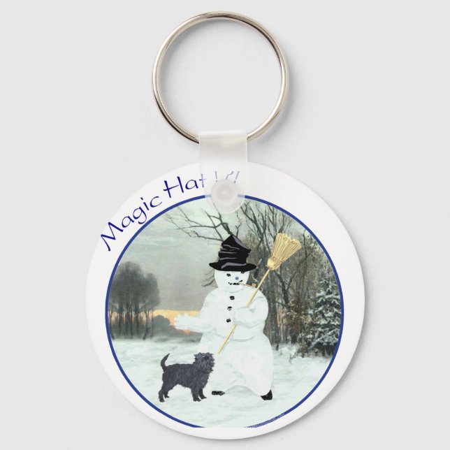 Chaveiro Affenpinscher e Boneco de Neve (Frente)