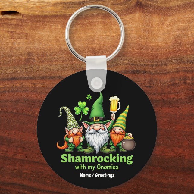 Chaveiro Afolando com Meus Gnomies Funny St. Patrick's  (Frente)